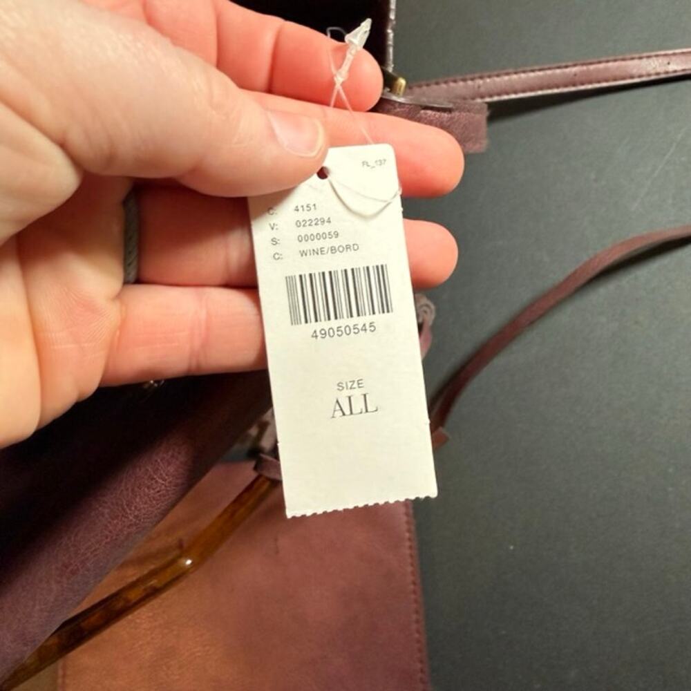 Anthropologie Wine Red Tassel Acrylic Handle Purse With Wallet Small Medium - Picture 9 of 15
